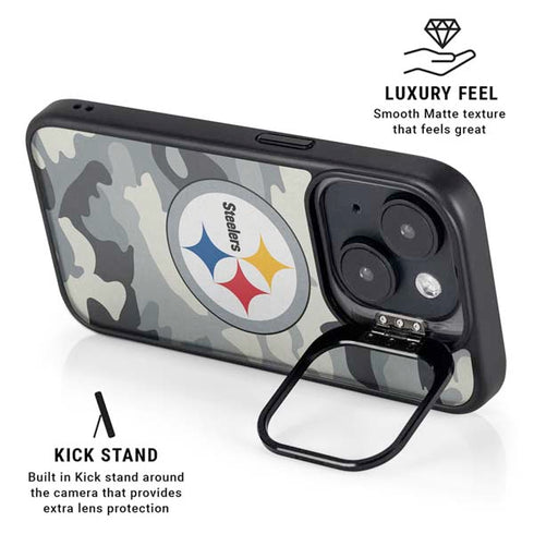 NFL Pittsburgh Steelers Camo iPhone 14 Kickstand Case